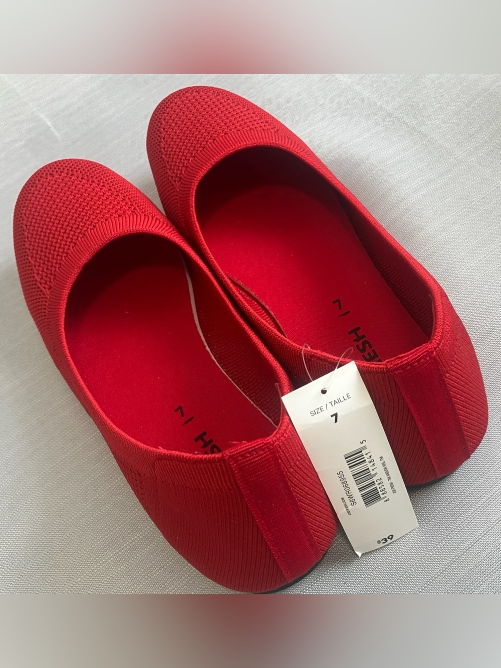 NWT Joe Fresh Red Knit Ballet Flats Size 7 | Lightweight Slip-On Shoes - Picture 5 of 11